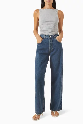 365 Ruched Side Boat Neck Top