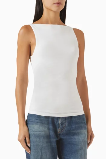 365 Ruched Side Boat Neck Top