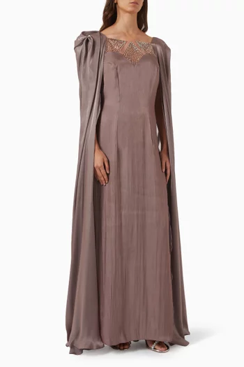 Bead-embellished Dress in Satin-organza