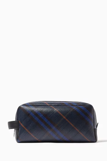 Wash Bag in Check Canvas