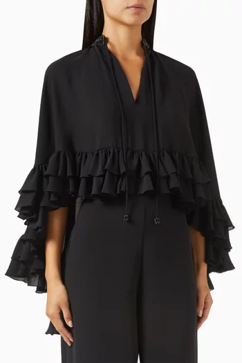 Cortese Ruffled Cropped Top in Crepe