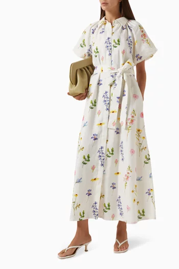 Marla Shirt Midi Dress in Linen