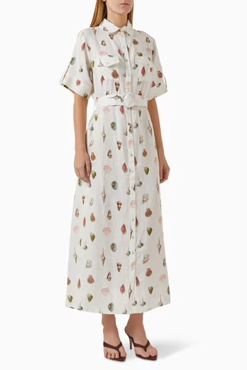 Memento Belted Dress in Linen