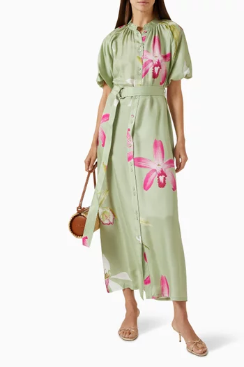 Emilia Printed Dress in Viscose-silk