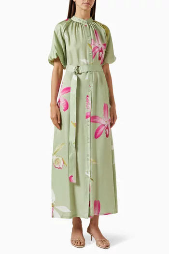 Emilia Printed Dress in Viscose-silk