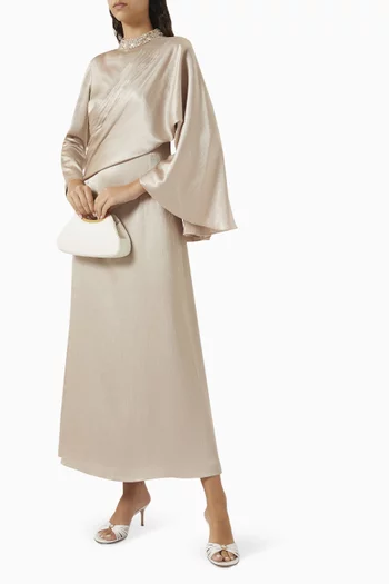 Embroidered Cape Dress
