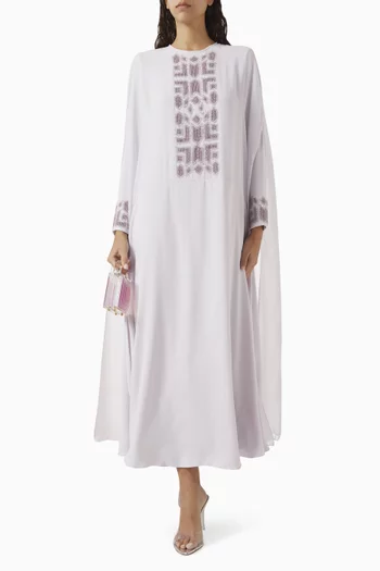 Embroidered Cape Kaftan in Chiffon & Crepe
