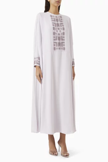 Embroidered Cape Kaftan in Chiffon & Crepe