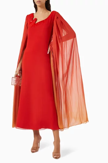 Pleated-cape Dress