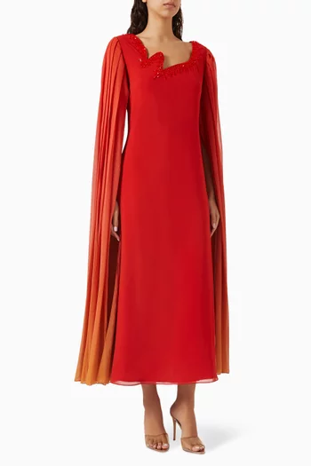 Pleated-cape Dress