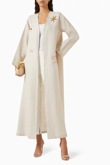 Sea-motif Abaya in Linen