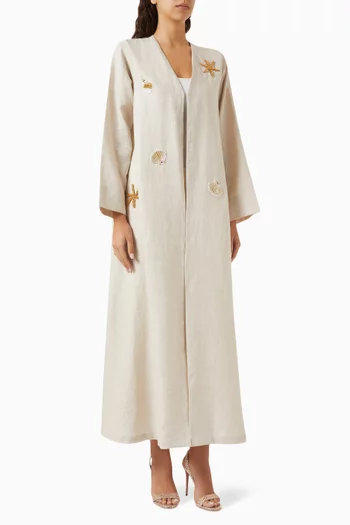 Sea-motif Abaya in Linen
