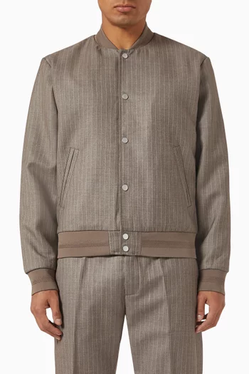 Baseball Pinstripe Bomber Jacket