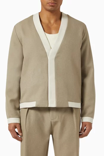 Textured Contrast Cardigan