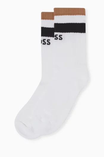 Signature Stripe Crew Socks in Cotton-blend, Set of 3