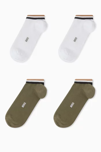 Signature Stripe Ankle Socks in Cotton-blend, Set of 2
