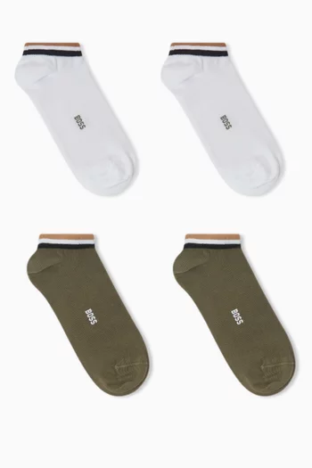 Signature Stripe Ankle Socks in Cotton-blend, Set of 2