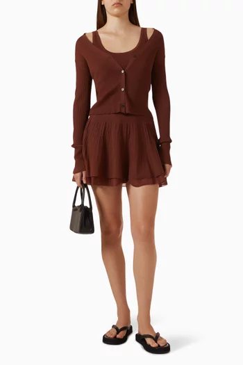 Semi-sheer Mini Skirt in Viscose-blend