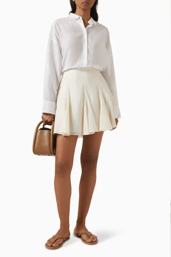 Flared Mini Skirt in Cotton & Silk