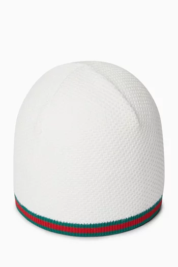 Web Knitted Beanie in Cotton-blend
