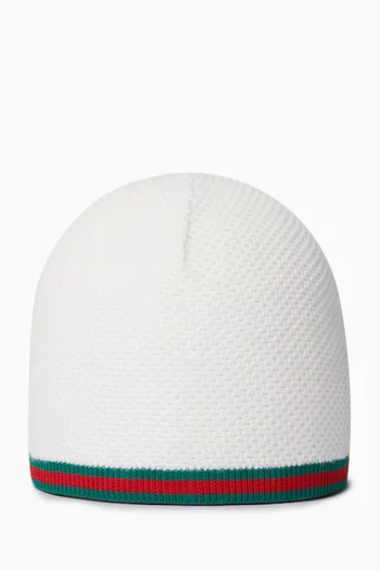 Web Knitted Beanie in Cotton-blend