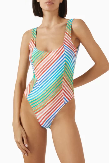 Crayon Stripe One-piece Swimsuit