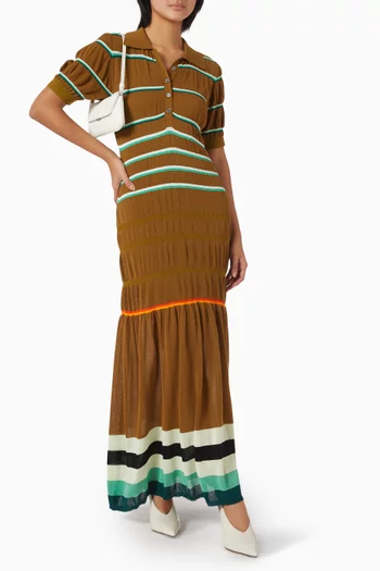 Striped Polo Maxi Dress in Knit