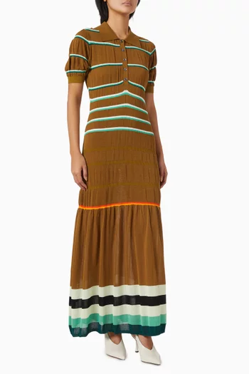 Striped Polo Maxi Dress in Knit