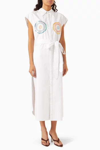 Sequin-embellished Shirtdress in Cotton