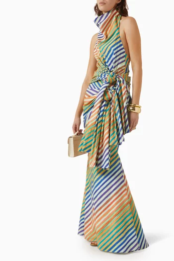 Bias Crayon Stripe Sarong Top in Cotton-poplin