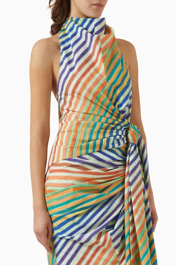 Bias Crayon Stripe Sarong Top in Cotton-poplin