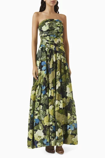 Weyes Strapless Tiered Maxi Dress in Linen TENCEL™ Blend