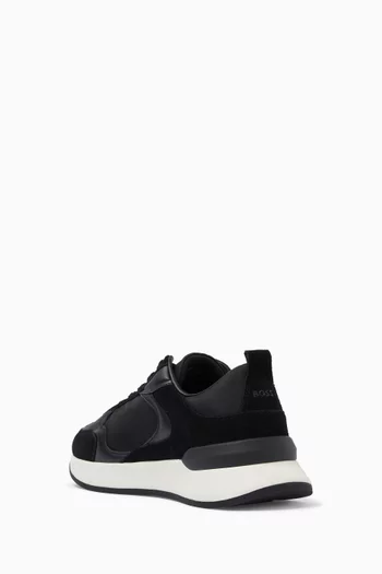 Logo Sneakers in Suede & Coated Fabric