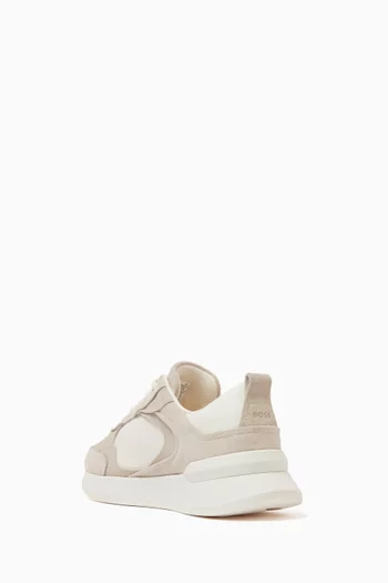 Logo Sneakers in Suede & Coated Fabric