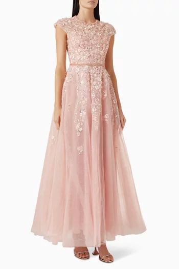 Embroidered Gown in Lace