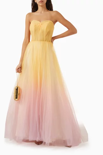 Strapless Corset Ballgown in Ombre-tulle