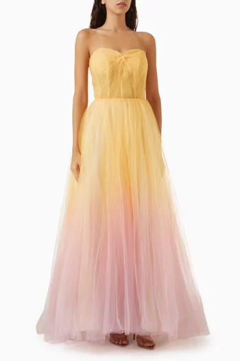 Strapless Corset Ballgown in Ombre-tulle