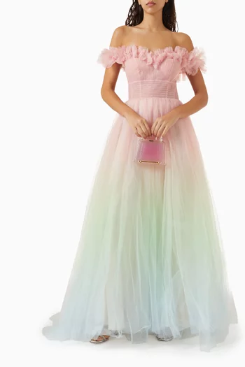 Off-shoulder Ballgown in Ombre-tulle