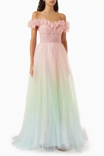 Off-shoulder Ballgown in Ombre-tulle