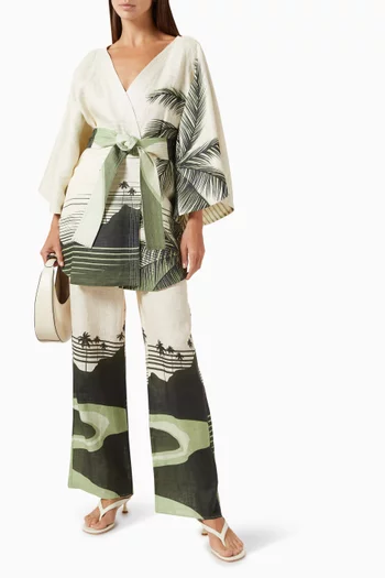Cavalo Reversible Poncho in Linen