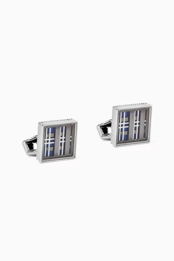Prince of Wales Tweed Cufflinks in Gunmetal-plated Palladium