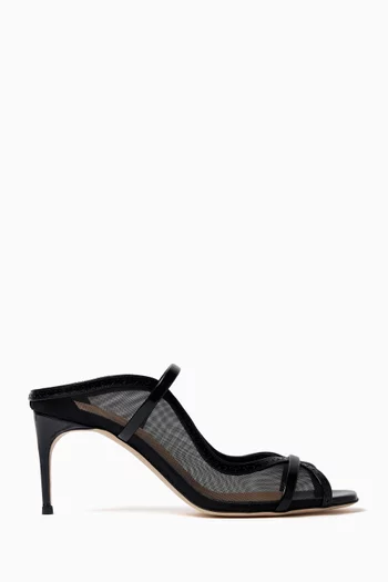 صندل نوا بكعب 70 مم قماش شبكي وجلد