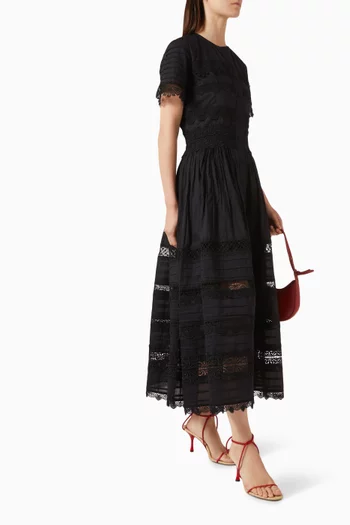 فستان كاميلا متوسط الطول قطن