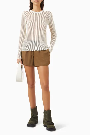 بلوزة شفافة بنقشة مخططة قطن