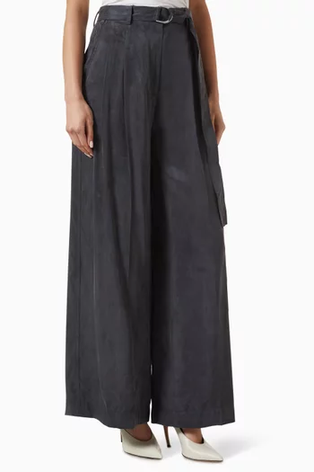 بنطال بقصة ساق واسعة مزيج تينسيل