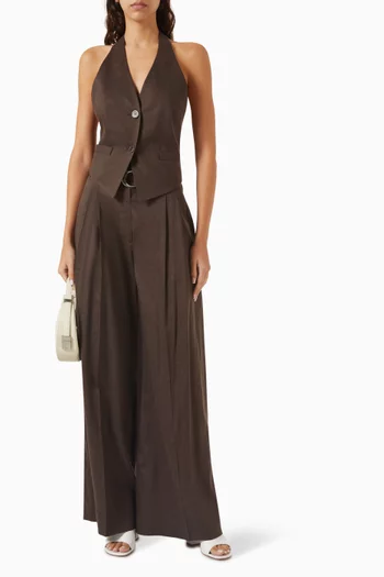 Halterneck Vest in Linen Blend