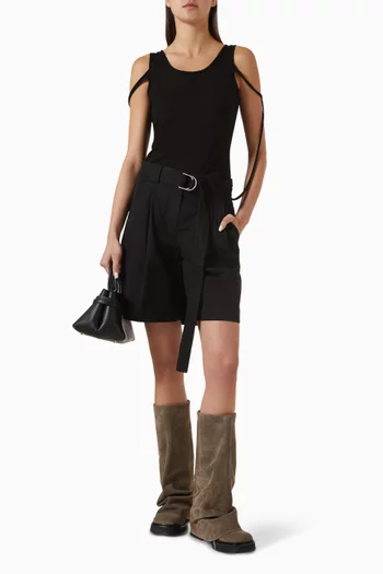 High-waist Shorts in Cotton Twill