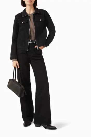 Zip Trucker Jacket in Denim