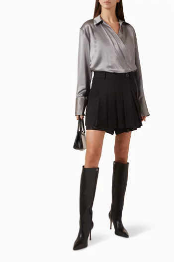 Relaxed Wrap Shirt in Satin Crepe