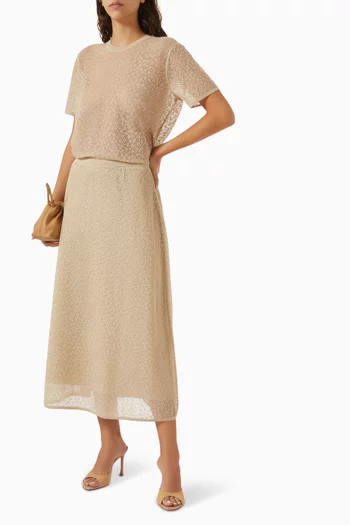 Floral-lace Skirt in Cotton Blend